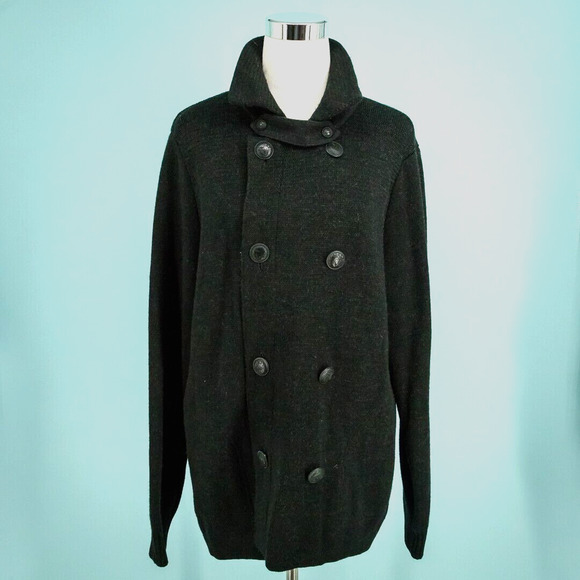 Vince Size Large L Black Collared Button Front Tunic Length Wool Sweater Jacket - Picture 1 of 8